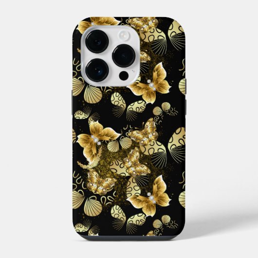 Golden Pattern 16.bw Black BG iPhone Hoesje (Achterkant)