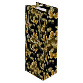 Golden Pattern 16.bwm Black BG Wijn Cadeautas (Voorkant Gekanteld)