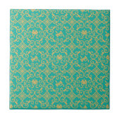 Golden Pattern met Turquoise Background Tegeltje (Voorkant)