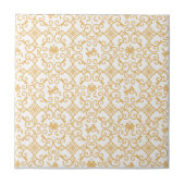 Golden Pattern met White Background Ceramic Tegel Tegeltje (Voorkant)