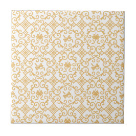 Golden Pattern met White Background Ceramic Tegel Tegeltje