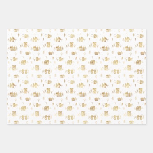 Golden Pattern Urban Snow Wrapping Paper Sheets (Voorkant 2)
