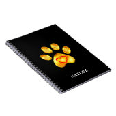 Golden Paw met hart op zwart Notitieboek (Rechterzijde)