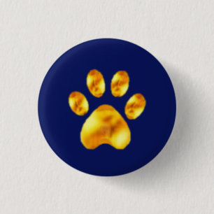 Golden Paw op blauw Ronde Button 3,2 Cm