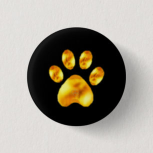 Golden Paw op zwart Ronde Button 3,2 Cm