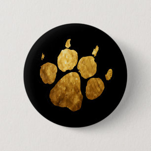 Golden paw Print Ronde Button 5,7 Cm