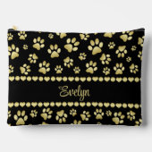 Golden Paw Prints on Black with Custom Name Etui (Voorkant)