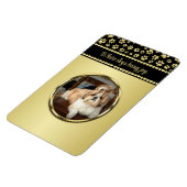 Golden Paw Prints on Black with Custom Name Magneet (Linkerzijde)