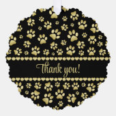 Golden Paw Prints on Black with Custom Name Ornament Kaart (Voorkant)