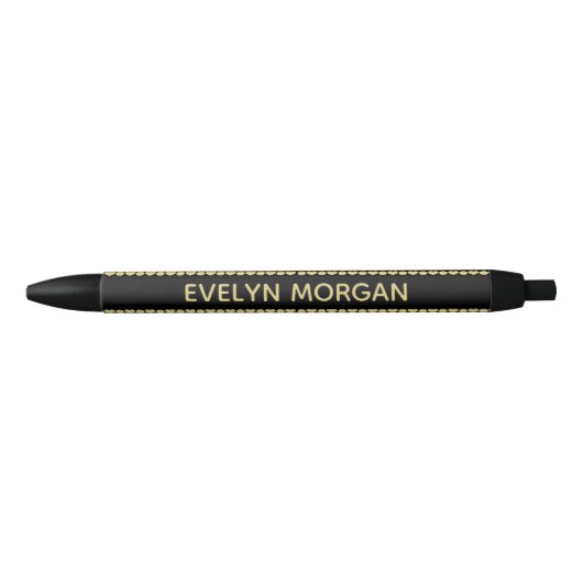 Golden Paw Prints on Black with Custom Name Zwarte Inkt Pen (Voorkant)