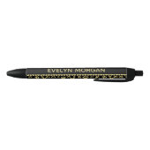 Golden Paw Prints on Black with Custom Name Zwarte Inkt Pen (Bodem)