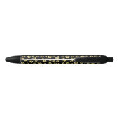 Golden Paw Prints on Black with Custom Name Zwarte Inkt Pen (Achterkant)