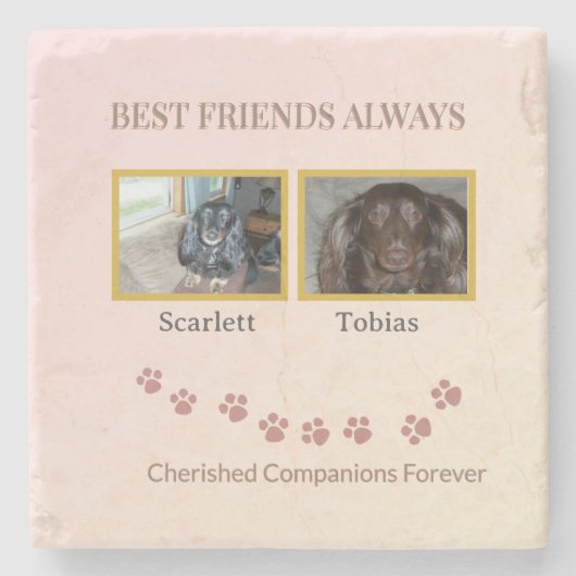 Golden Pawprints Friendship Tribute Stenen Onderzetter (Voorkant)