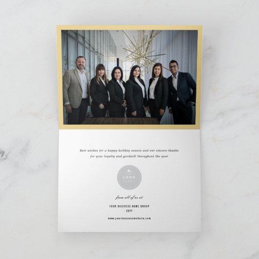 Golden Peace and Dove Stylish Typography Business Feestdagen Kaart (Binnen)