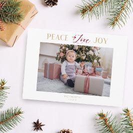 Golden Peace Love Joy minimalistisch kerst Feestdagenkaart