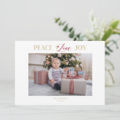 Golden Peace Love Joy minimalistisch kerst Feestdagenkaart (Staand voorkant)