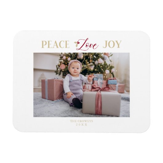 Golden Peace Love Joy minimalistisch kerst Magneet (Horizontaal)