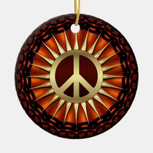 Golden Peace Sunshine Ceramic Ornament (Voorkant)