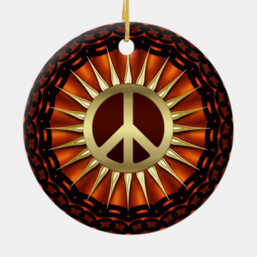 Golden Peace Sunshine Ceramic Ornament (Achterkant)