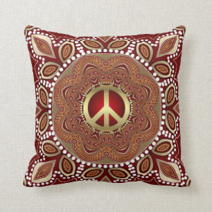 Golden Peace Tribal Batik Cushion / Pillow Kussen