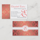 Golden Peach Shimmer Damask Elegant Woman's Visitekaartje (Voorkant / Achterkant)