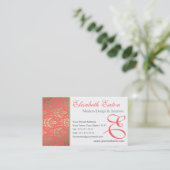 Golden Peach Shimmer Damask Elegant Woman's Visitekaartje (Staand voorkant)