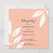 Golden Peach Waterverf Floral Afstuderen Kaart (Achterkant)