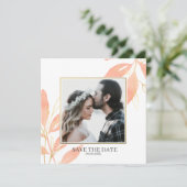 Golden Peach Waterverf Floral Save the Date Kaart (Staand voorkant)