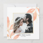 Golden Peach Waterverf Floral Save the Date Kaart (Voorkant)