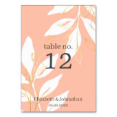 Golden Peach Waterverf Floral Wedding Reception Kaart (Voorkant)