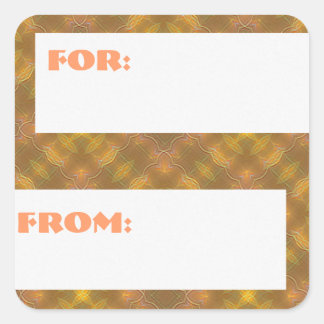 Golden Peach & Yellow Squares Patroon Gift Label