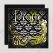 Golden Peacock Art Deco Uitnodiging voor verjaarda (Voorkant / Achterkant)