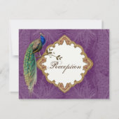 Golden Peacock & Calligrafie Opvanguitnodiging Kaart (Achterkant)