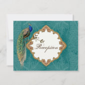 Golden Peacock & Calligrafie Opvanguitnodiging Kaart (Achterkant)