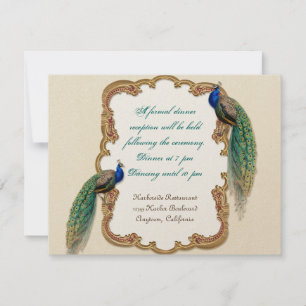 Golden Peacock & Calligrafie Opvanguitnodiging Kaart