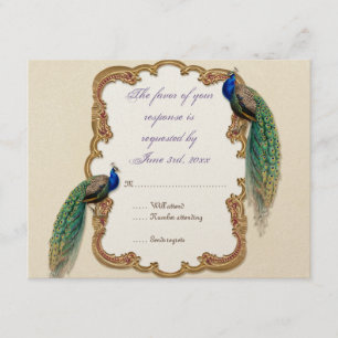 Golden Peacock & Calligrafie RSVP-reactiekaart RSVP Kaartje