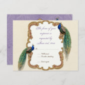 Golden Peacock & Calligrafie RSVP-reactiekaart RSVP Kaartje (Voorkant / Achterkant)