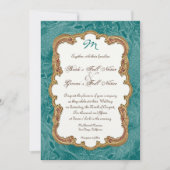 Golden Peacock & Calligrafiefirls Uitnodiging (Voorkant)