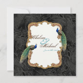 Golden Peacock & Calligrafiefirls Uitnodiging (Achterkant)