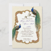 Golden Peacock & Calligrafiefirls Uitnodiging (Voorkant)