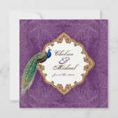 Golden Peacock & Calligrafiefirls Uitnodiging (Achterkant)