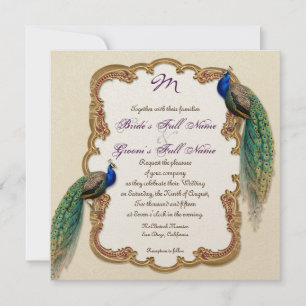 Golden Peacock & Calligrafiefirls Uitnodiging