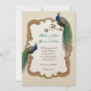 Golden Peacock & Calligrafiefirls Uitnodiging