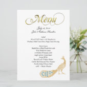Golden Peacock Custom Wedding Menu (Staand voorkant)