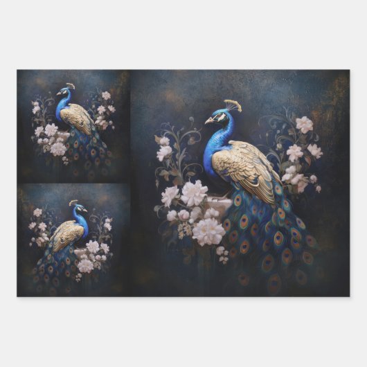 Golden Peacock Decoupage Papier Inpakpapier Vel (Voorkant 3)