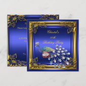 Golden Peacock Elite Elegant Birthday Party Kaart (Voorkant / Achterkant)