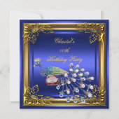 Golden Peacock Elite Elegant Birthday Party Kaart (Voorkant)
