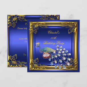 Golden Peacock Elite Elegant Birthday Party Kaart