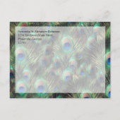 Golden Peacock Feather Background Save the Date Aankondigingskaart (Achterkant)