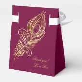 Golden peacock feather for a desi party bedankdoosjes (Achterkant)